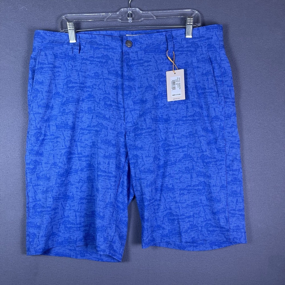 NWT Peter Millar Men's Sz 36 Blue Shackleford Performance Sailboat Golf Shorts